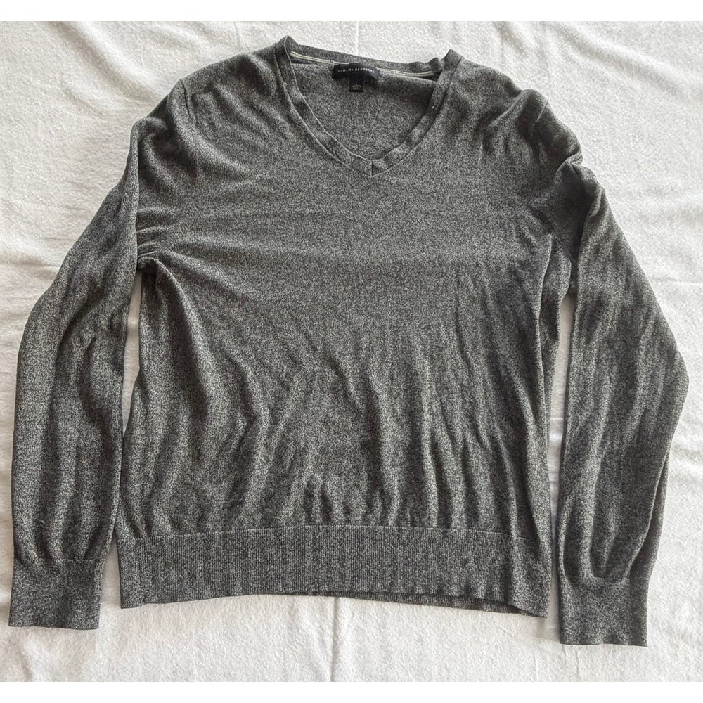 Banana Republic Mens Silk Cotton Cashmere V-Neck Sweater Gray Large